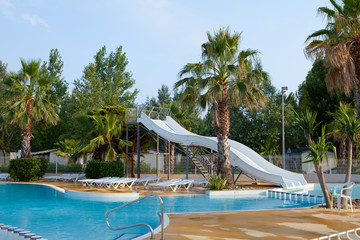 swimming pool with slides
