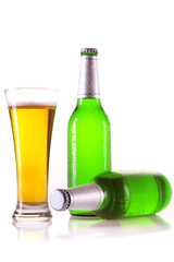 beer bottles and mug