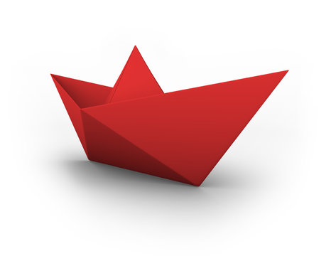 VECTOR red origami paper boat