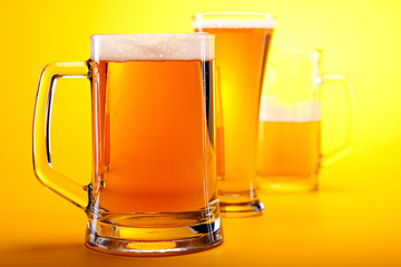 beer on yellow background