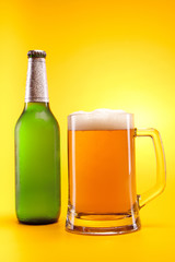 beer on yellow background