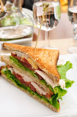Sandwich with bacon - chicken, cheese and lettuce