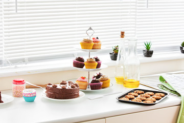 Close-up of cookies and cakes