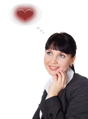 a young beautiful woman dreaming of love