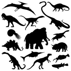 15 dinosaurier silhouetten