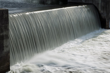 Running water from canal lock