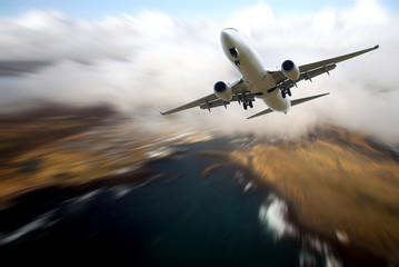 Airplane with blur background