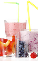 berry smoothies isolated on white background