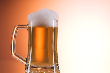 Beer glasses against the colorful gradient background