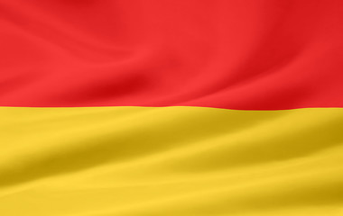 Landesflagge des Burgenlandes - Österreich - obrazy, fototapety, plakaty