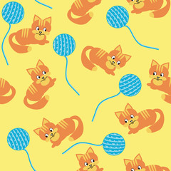 seamless background with cats and clews