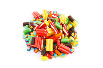 Colourful sweets isolated on the white background