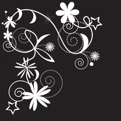 Stickers meubles Fleurs noir et blanc Motif blanc