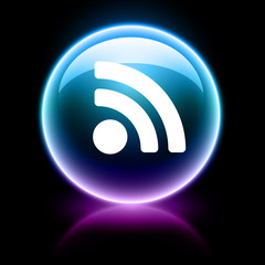 neon glossy icon - rss