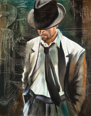 Obraz na płótnie Canvas Portret mężczyzny z papierosem