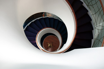looking down a spiral staircase