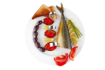 fish olives and red caviar