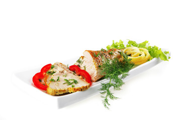 tuna chunk served on white