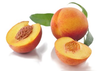 peaches with leaves