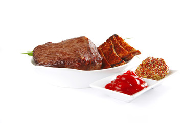 served meat with spices