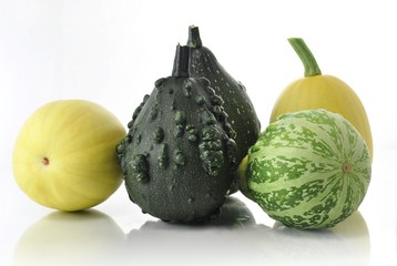 variety of decorative squashes