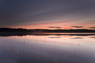 Twilight scene from a small lake.
