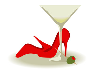 Red High Heels and Martini