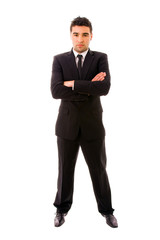 young business man full body on white background