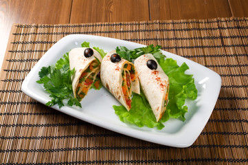 rolled pancakes stuffed