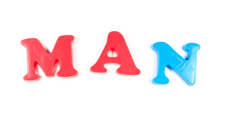 man, written in fridge magnets