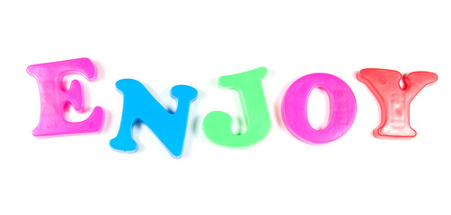 enjoy, written in fridge magnets