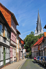 Fachwerkhäuser und St. Sixti-Kirche in Northeim