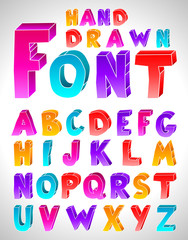 Hand drawn vector font. Letters