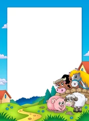 Printed roller blinds For kids Frame with landscape and animals