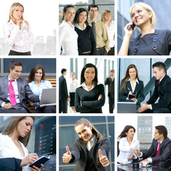 A collage of business images with different people