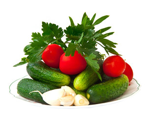 Fresh vegetables, isolated on a white background.