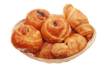 The fresh buns on white