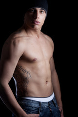 Fototapeta premium Good Looking Man on Black