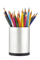 Colored pencils in a jar