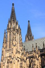 Fototapeta premium The Tower of gothic St. Vitus' Cathedral on Prague Castle