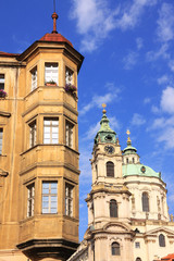 Fototapeta na wymiar The beautiful View on the Prague St. Nicholas' Cathedral
