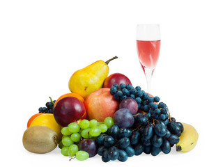 fruits and glass of wine