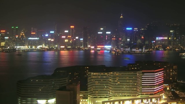 Time lapse view to Hong Kong Island panorama at night;