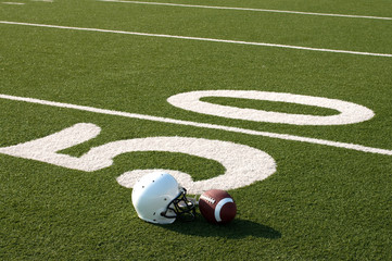 American Football Equipment on Field