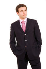 Young business man portrait, isolated on white