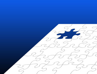 White jigsaw over blue