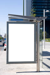 Blank bus stop billboard