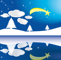 paesaggio natalizio e cometa