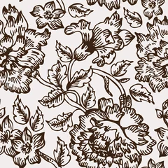 Papier peint Brun Motif floral sans couture