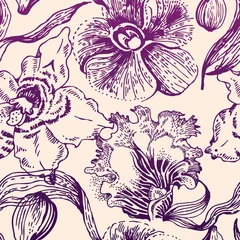 Wallpaper murals Orchidee Seamless floral pattern with orchid